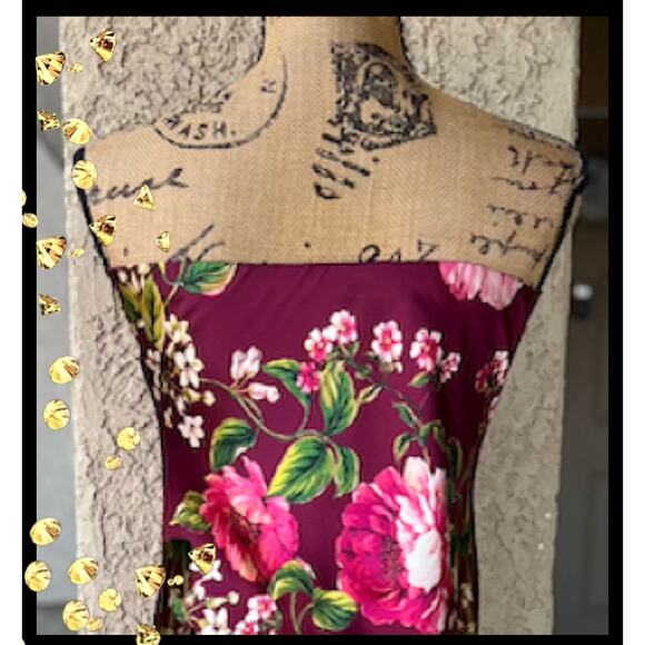 Petal and Pup Bryden Burgundy Floral Print Maxi Slip Dress Size XL - Picture 6 of 12